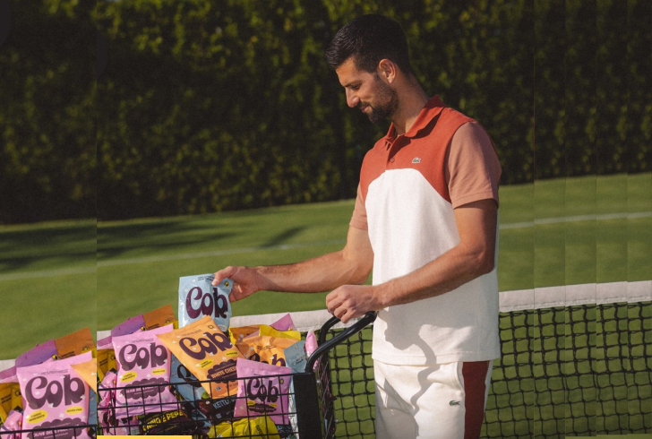 Novak Djokovic promoting Cob sorghum popcorn