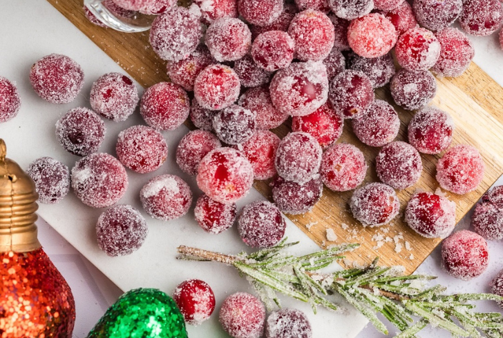 Sugary candied cranberries